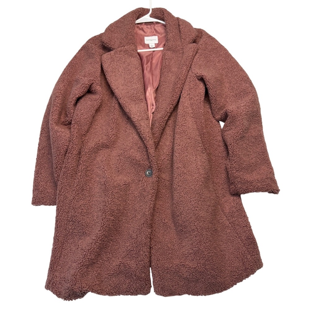 Blush Pink Teddy Trench Coat M Soft Fleece Coquette Layer Mob‎ wife Balletcore